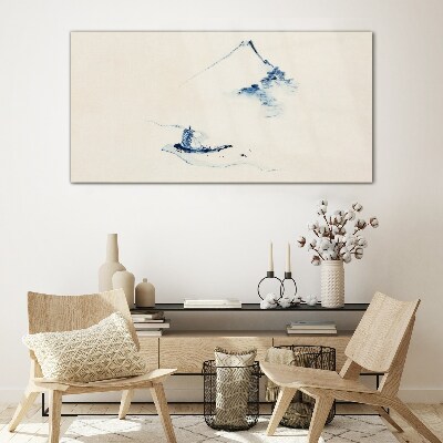 Peaceful mountain landscape with a boat Glass Wall Art