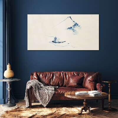 Peaceful mountain landscape with a boat Glass Wall Art