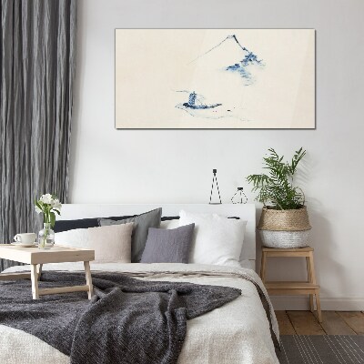 Peaceful mountain landscape with a boat Glass Wall Art