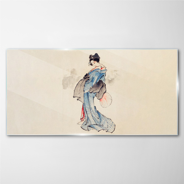 Geisha in traditional kimono Glass Wall Art