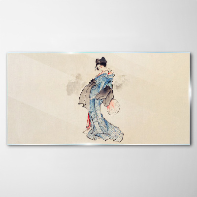Geisha in traditional kimono Glass Wall Art