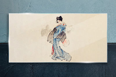Geisha in traditional kimono Glass Wall Art