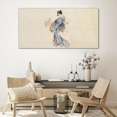 Asian women kimono Glass Wall Art