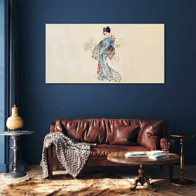Geisha in traditional kimono Glass Wall Art