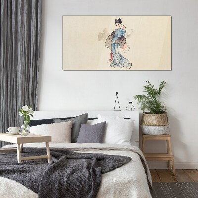 Geisha in traditional kimono Glass Wall Art