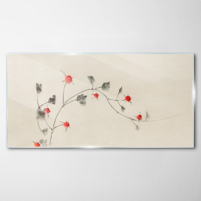 Modern flowers branch Glass Wall Art