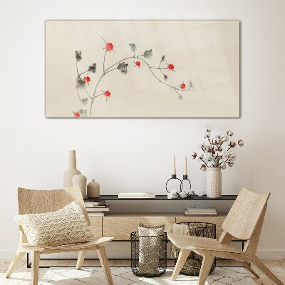 Modern flowers branch Glass Wall Art