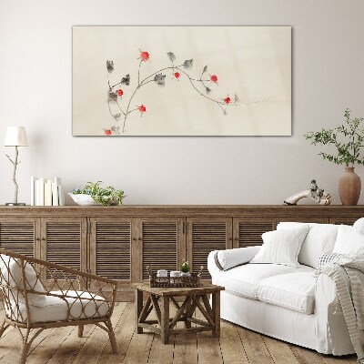 Modern flowers branch Glass Wall Art