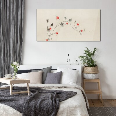 Modern flowers branch Glass Wall Art