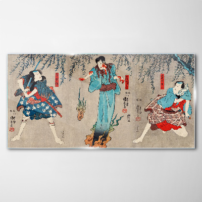 Asia kimono samurai Glass Wall Art