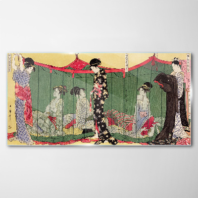 A scene from Japanese everyday life Glass Wall Art