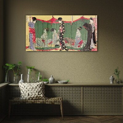 A scene from Japanese everyday life Glass Wall Art