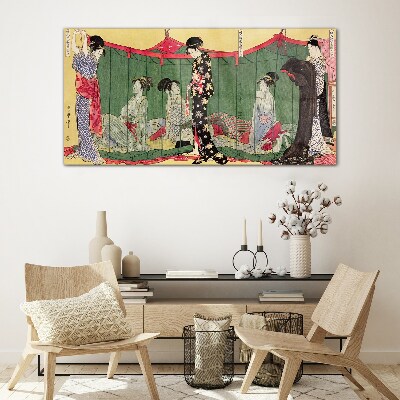 A scene from Japanese everyday life Glass Wall Art