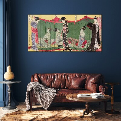 A scene from Japanese everyday life Glass Wall Art