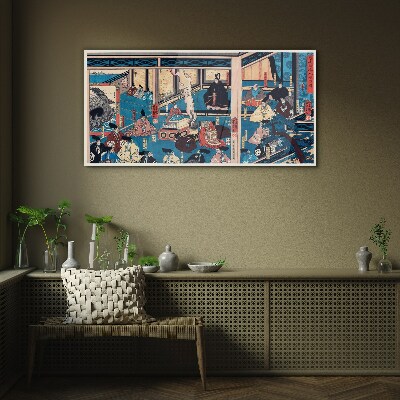 A Scene from Japanese Life Glass Wall Art