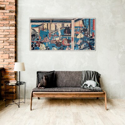 A Scene from Japanese Life Glass Wall Art