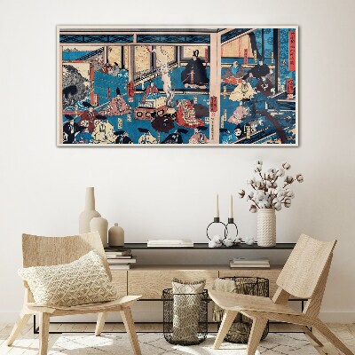 A Scene from Japanese Life Glass Wall Art