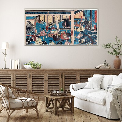 A Scene from Japanese Life Glass Wall Art