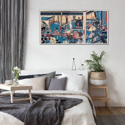 A Scene from Japanese Life Glass Wall Art