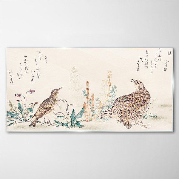 Birds against the background of vegetation Glass Wall Art
