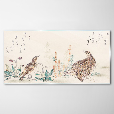 Birds against the background of vegetation Glass Wall Art