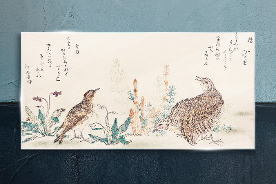 Birds against the background of vegetation Glass Wall Art