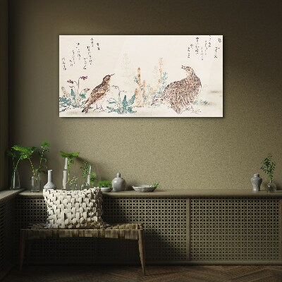 Birds against the background of vegetation Glass Wall Art