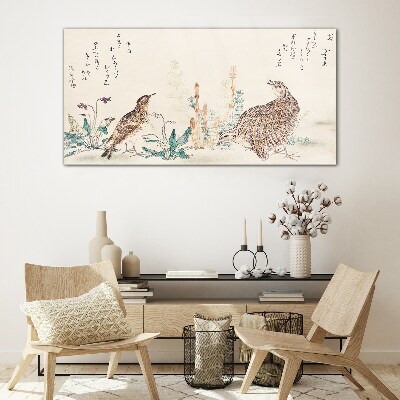 Birds against the background of vegetation Glass Wall Art