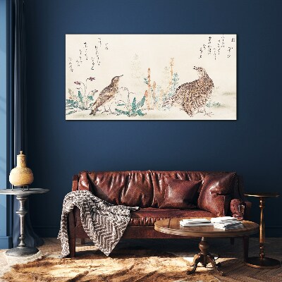 Birds against the background of vegetation Glass Wall Art