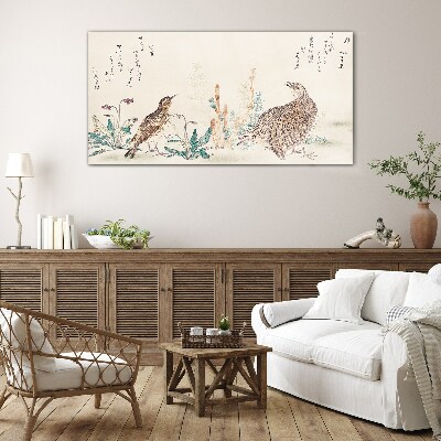 Birds against the background of vegetation Glass Wall Art