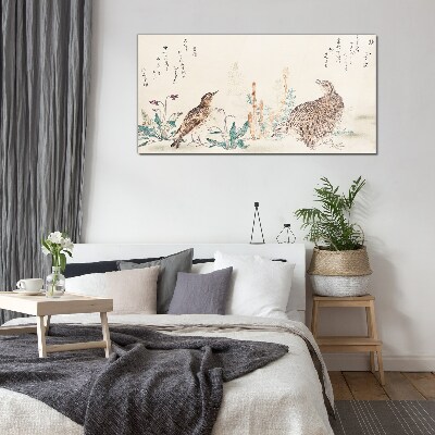 Birds against the background of vegetation Glass Wall Art