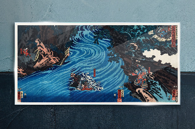A wave on the river Glass Wall Art