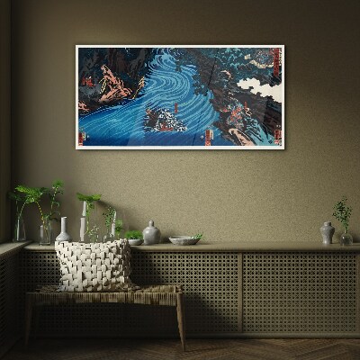 A wave on the river Glass Wall Art