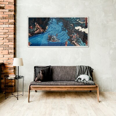 A wave on the river Glass Wall Art