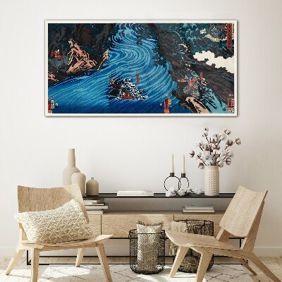 A wave on the river Glass Wall Art