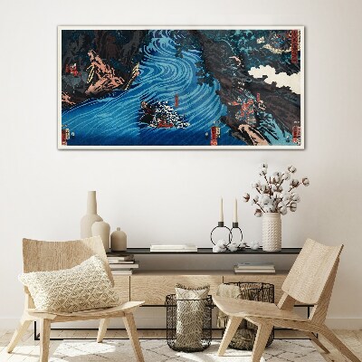 Asia abstraction river Glass Wall Art