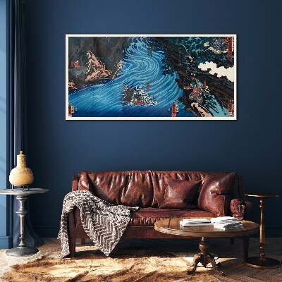 A wave on the river Glass Wall Art