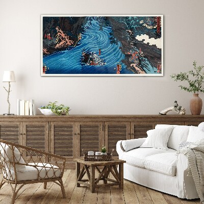 A wave on the river Glass Wall Art