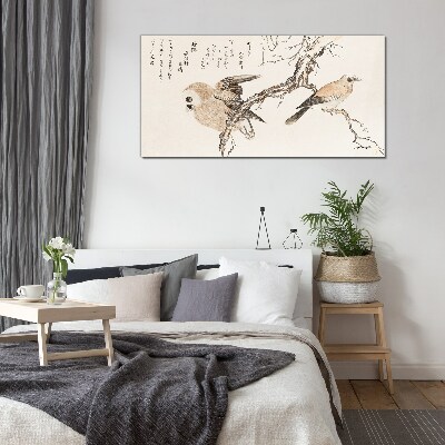 Birds on a branch Glass Wall Art