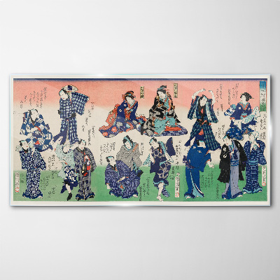 Traditional Japanese dances Glass Wall Art