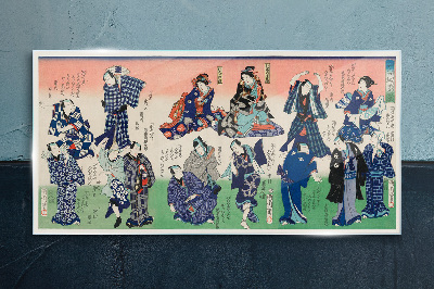 Traditional Japanese dances Glass Wall Art
