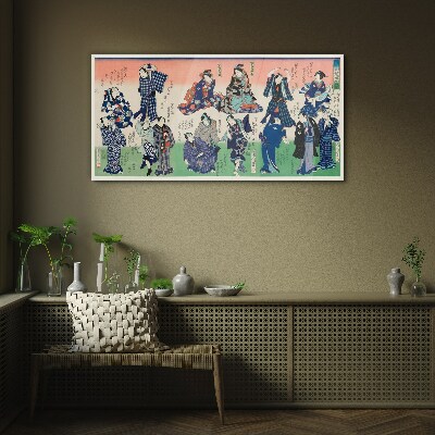 Traditional Japanese dances Glass Wall Art