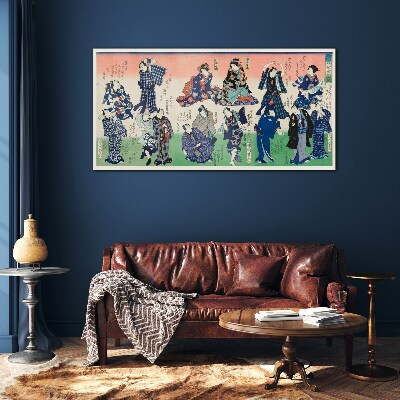 Traditional Japanese dances Glass Wall Art