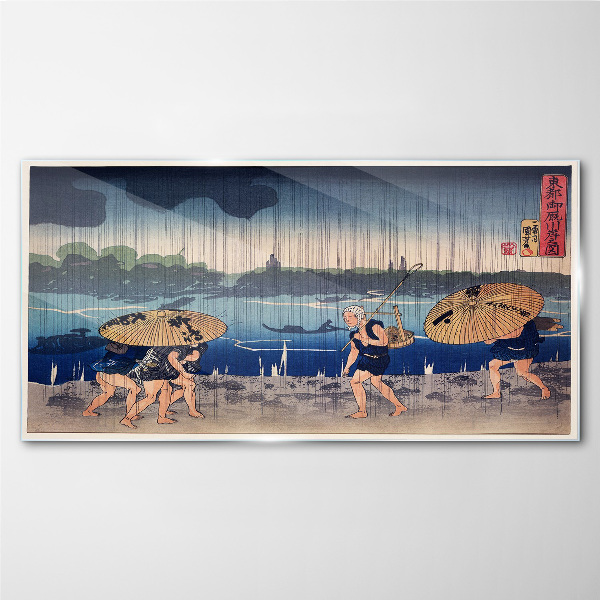 Traditional Japanese Landscape Glass Wall Art