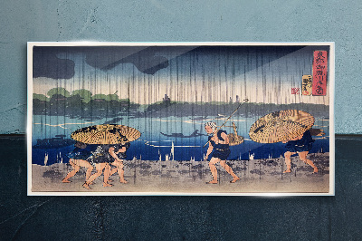 Traditional Japanese Landscape Glass Wall Art
