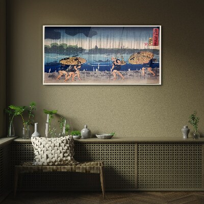 Traditional Japanese Landscape Glass Wall Art