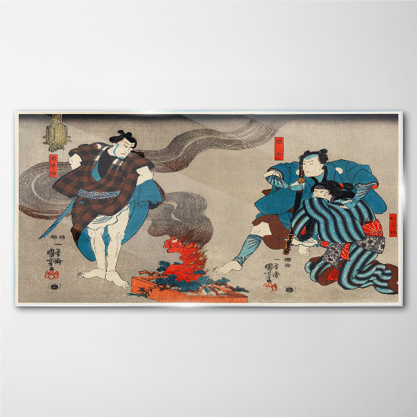 Traditional style bonfire scene Glass Wall Art