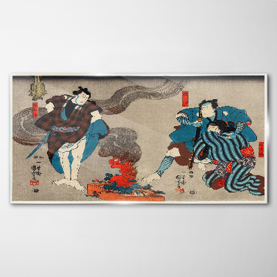 Traditional style bonfire scene Glass Wall Art