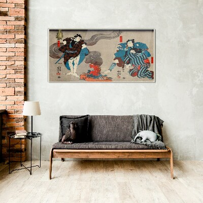 Traditional style bonfire scene Glass Wall Art