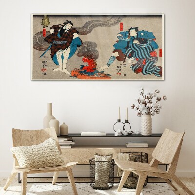 Traditional style bonfire scene Glass Wall Art
